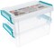 John Bead Joy Filled Storage Stackable Containers 2/Pkg-Clear/Turquoise 5.5"X4"X2"